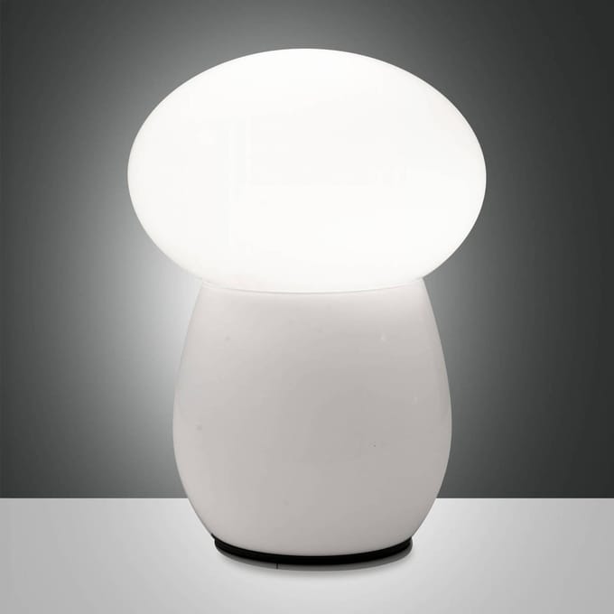Fabas Luce Freddy tafellamp, wit, hoogte 30 cm, geblazen glas, E27