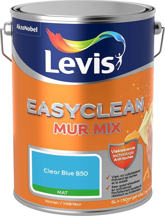 Levis - Easyclean Mur Mat Mix - Clear Blue B50 - Mengverf - 5 L