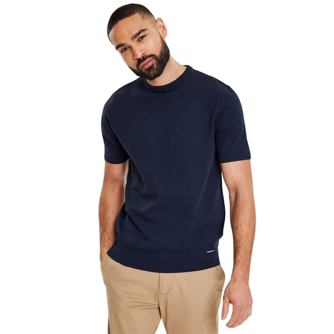 Threadbare Heren Crew Neck Regular T-shirt (Marine)