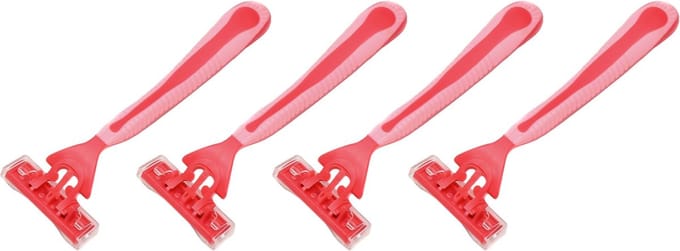 Benson Wegwerp scheermesjes - 3 bladen - roze - 4 stuks - flexibele kop - gladscheerstrip