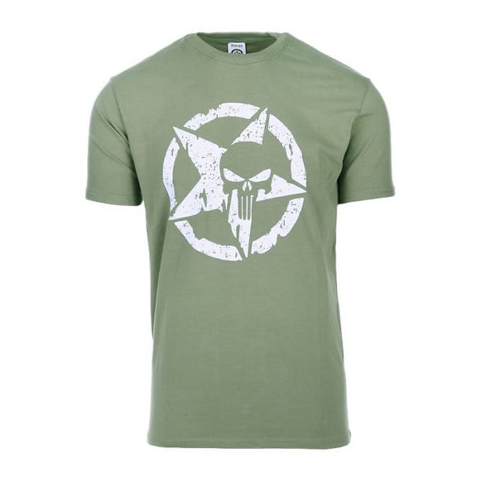 Fostex Garments - T-shirt with white star (kleur: Groen / maat: M)