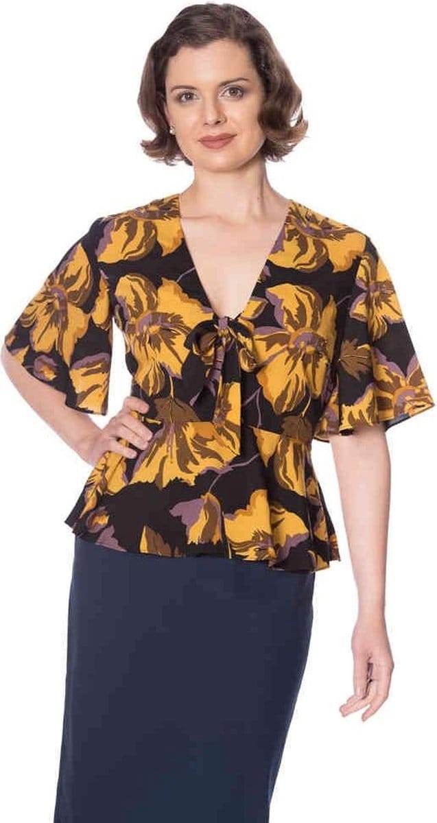 Dancing Days - POLLY PEPLUM Top - M - Geel