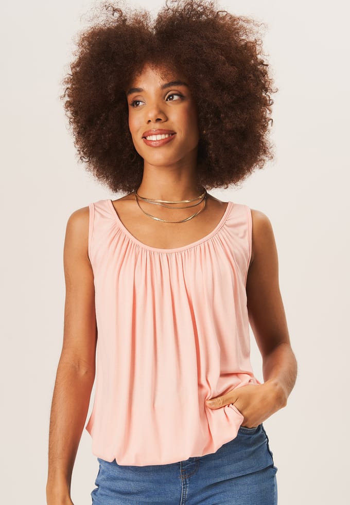 Rouse hals oversized mouwloze top