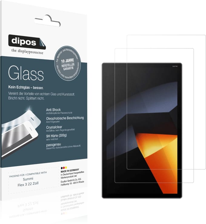 dipos – 2x Pantserfolie geschikt voor Sunmi Flex 3 22 Zoll | 9H Screenprotector