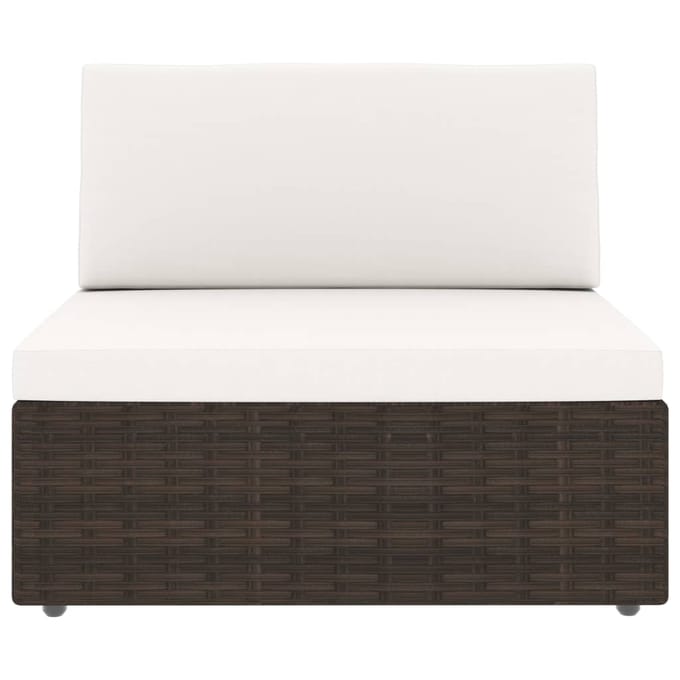 vidaXL - 5-delige - Loungeset - met - kussens - poly - rattan - bruin