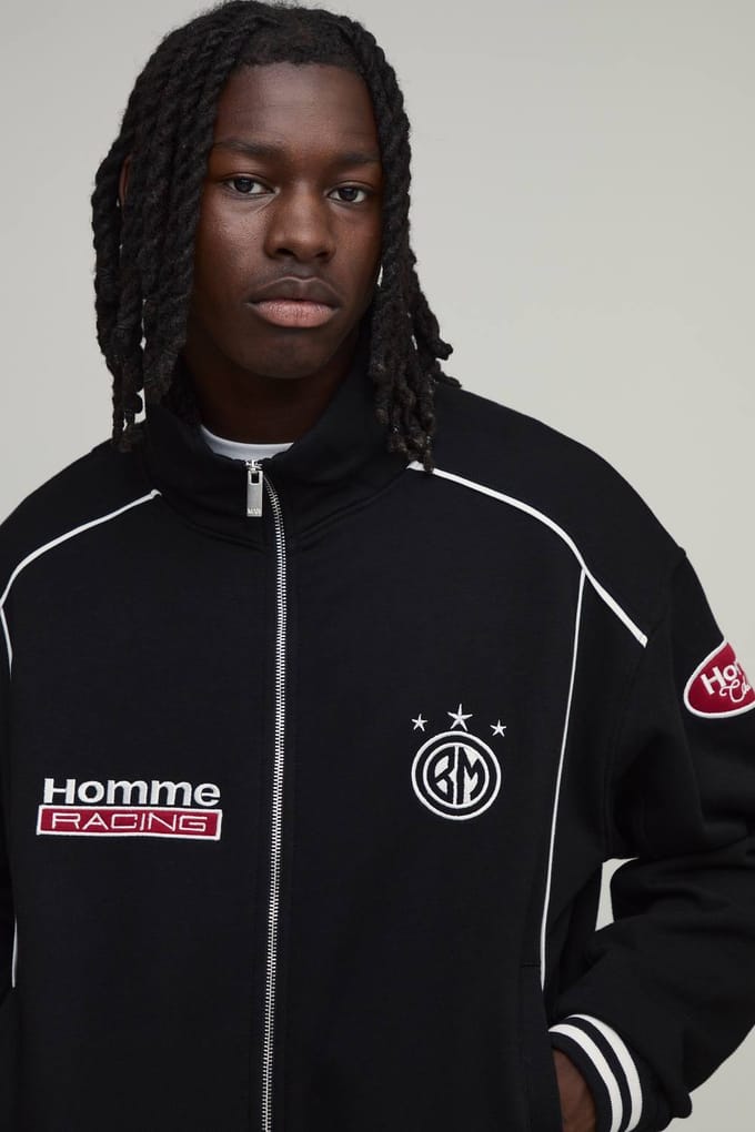 Boxy Fit Varsity Jack Met Opstaande Kraag En Contrastbies Homme | Black | Size Medium