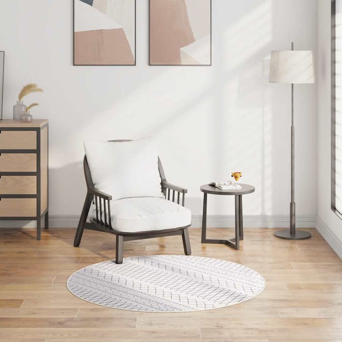 vidaXL - Vloerkleed - wasbaar - ø120 - cm - zwart - en - wit
