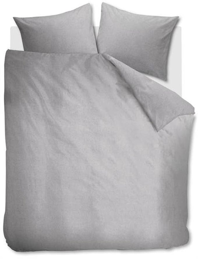 Snoozing Flanel Uni Dekbedovertrek - Extra breed - 260x200/220 cm - Light Grey