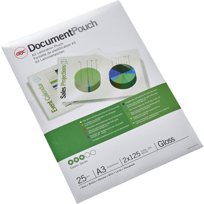 GBC Document Laminating Pouch - 25-pack - glossy - 303 x 426 mm - lamination pouches