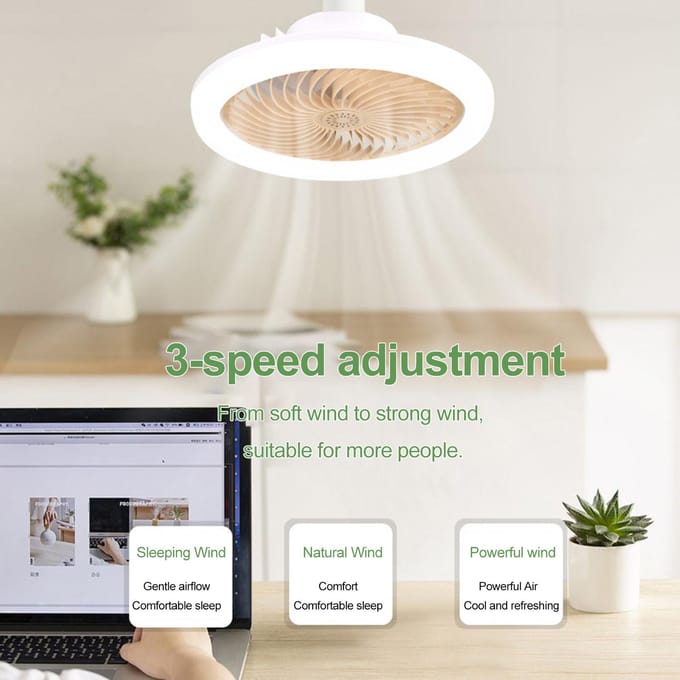 Intelligente afstandsbediening LED grote windventilator licht E27 schroef dimbaar slaapkamer aromatherapie geel