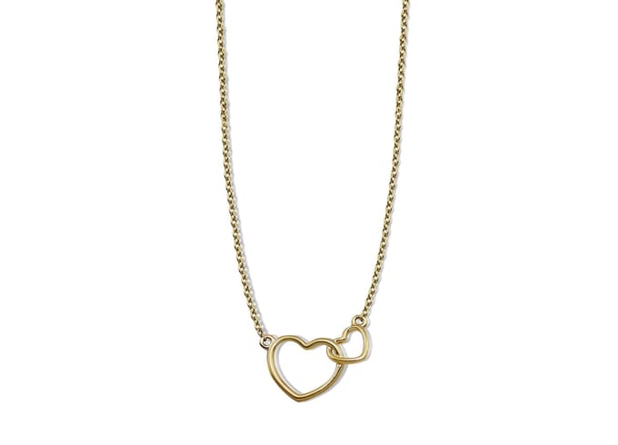 Ketting met 2 hartjes Zilver Gold-Platded XN005G 42-45cm