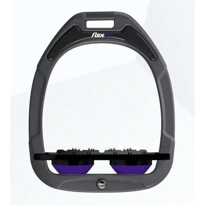 Platte Ultra Grip stijgbeugels Antraciet/Zwart/Paarse Flex-On Green Composite
