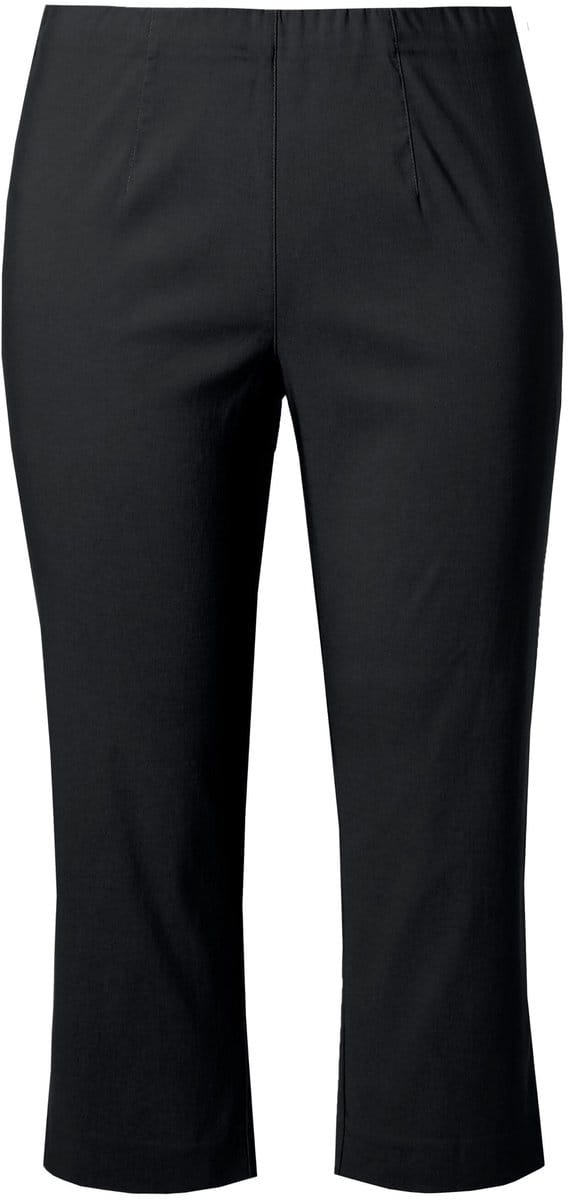 Ulla Popken - Dames - Bengalin broek kuitlang elastische tailleband stretch - Zwart - Maat 42