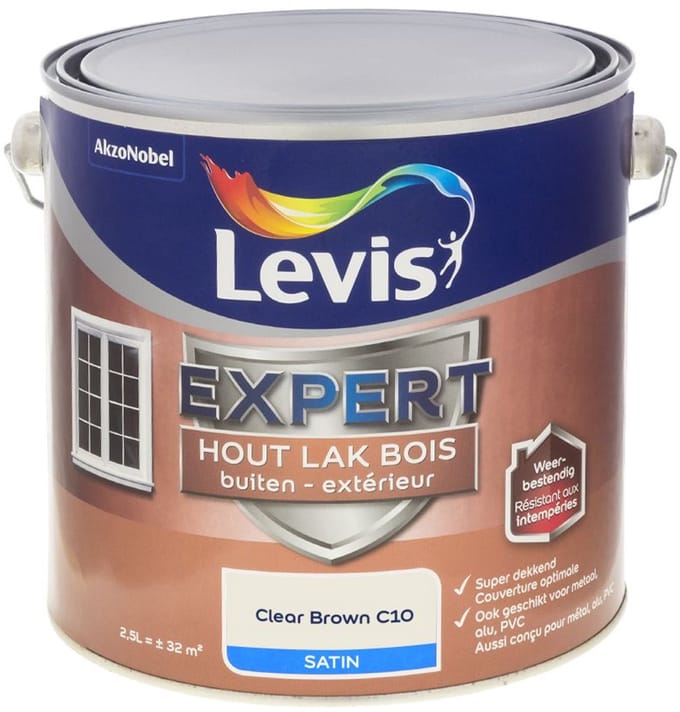 Levis - Expert Hout Lak Buiten Satin Mix - Clear Brown C10 - Mengverf - 2,5 L