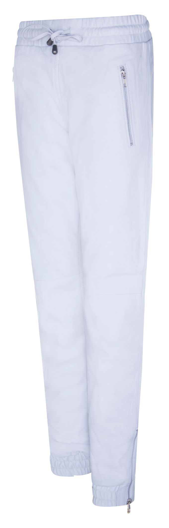 Witte joggingbroek van echt nappaleer voor dames