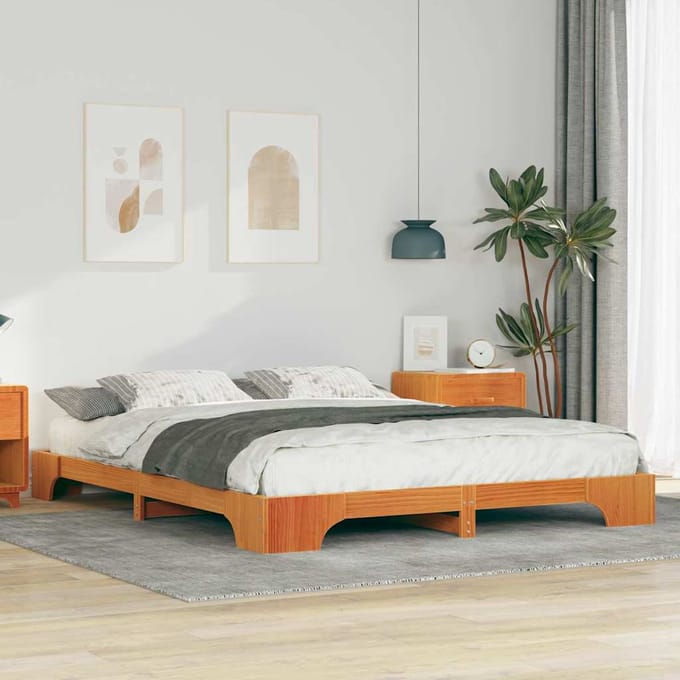 vidaXL - Bedframe - Bruin - 160 - x - 210 - cm - Massief - grenenhout
