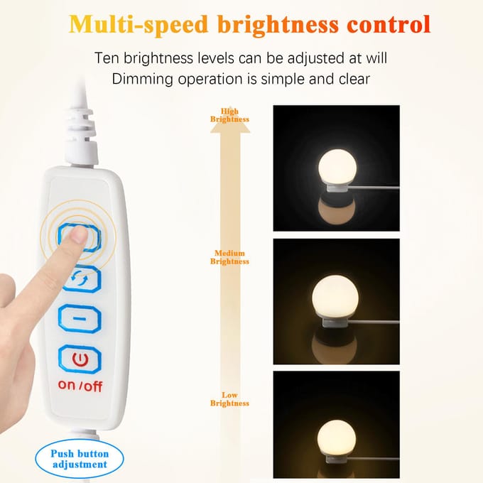 Spiegelkoplamp USB-make-uplamp Driekleurige dimspiegellamp Navulverlichting 6pcs