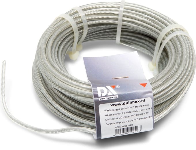 Dulimex waslijndraad 30 meter PVC transparant