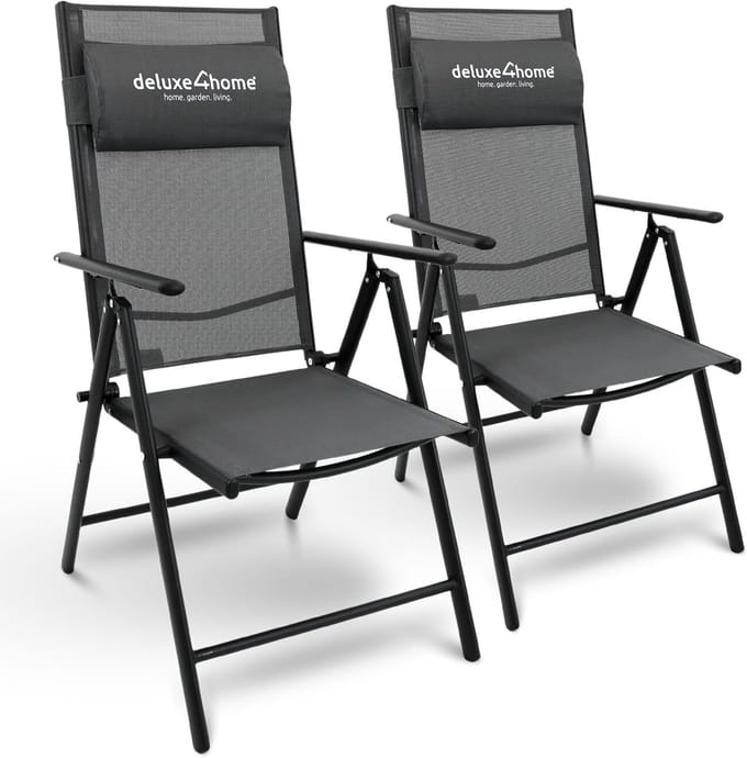 Tuinstoel set - Klapstoel terras - Comfortabel relaxen - 7-traps verstelbaar - 65 x 106 cm - Antraciet