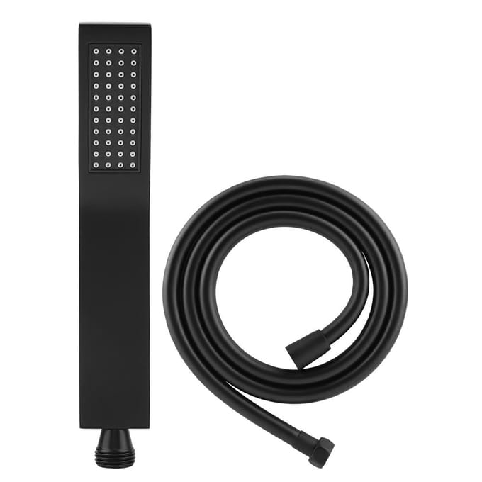 Mat Zwart Messing Vierkante Handdouche Badkamer Sproeier Handdouche met Slang black
