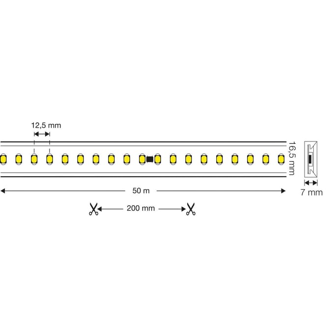 The Light Group SLC LED strip 230V complete set IP65 5m, 4.000K