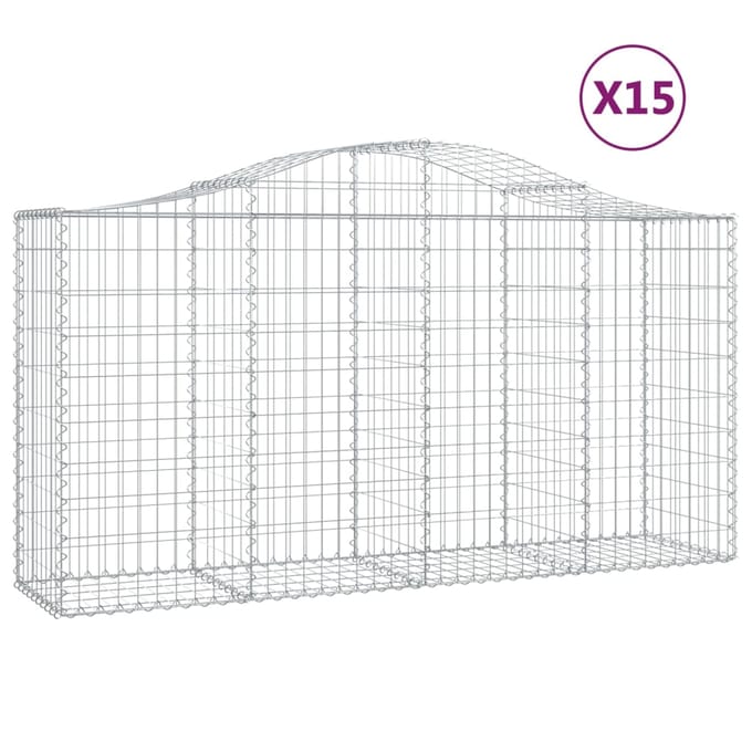 vidaXL - Schanskorven - 15 - st - gewelfd - 200x50x100/120 - cm - ijzer