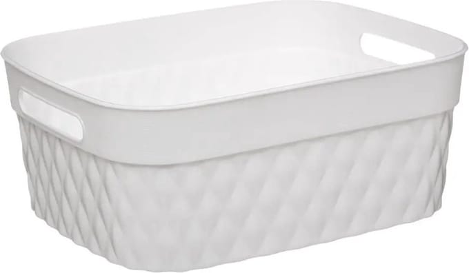 5Five Opbergmand/box van kunststof - wit - 21 x 27 x 11 cm - 5 liter