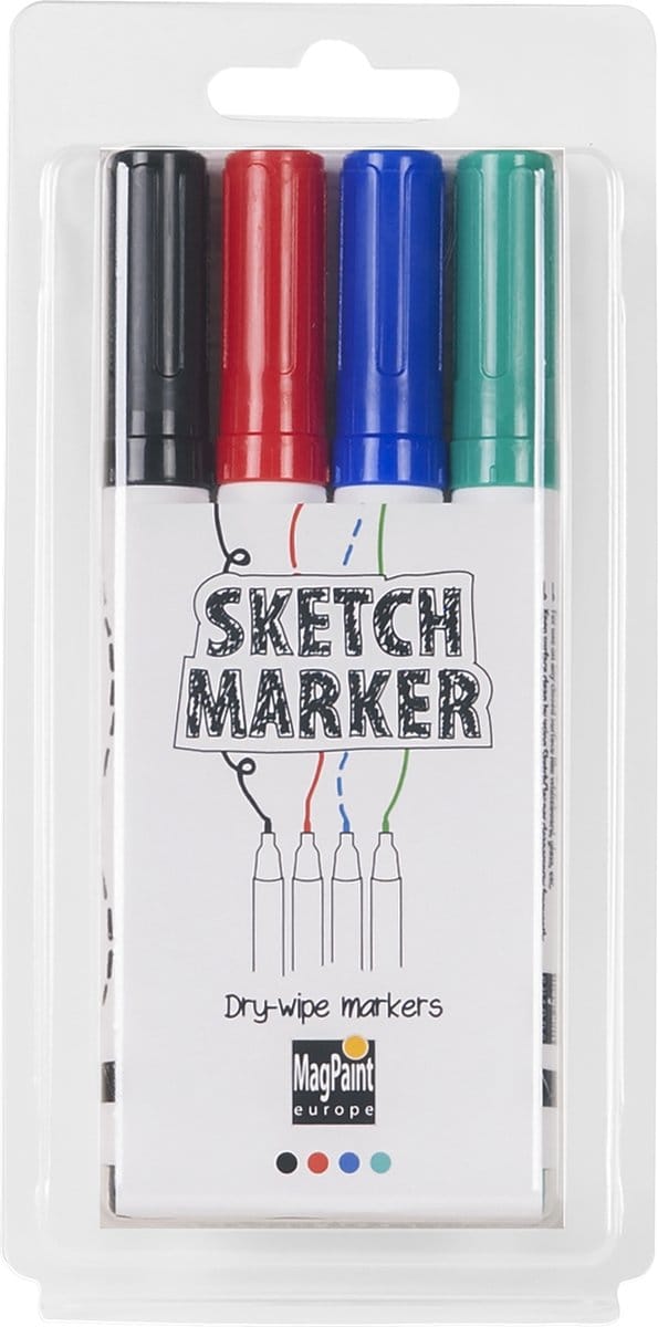 MagPaint - Sketchmarker - Whiteboardstiften - 4 Kleuren