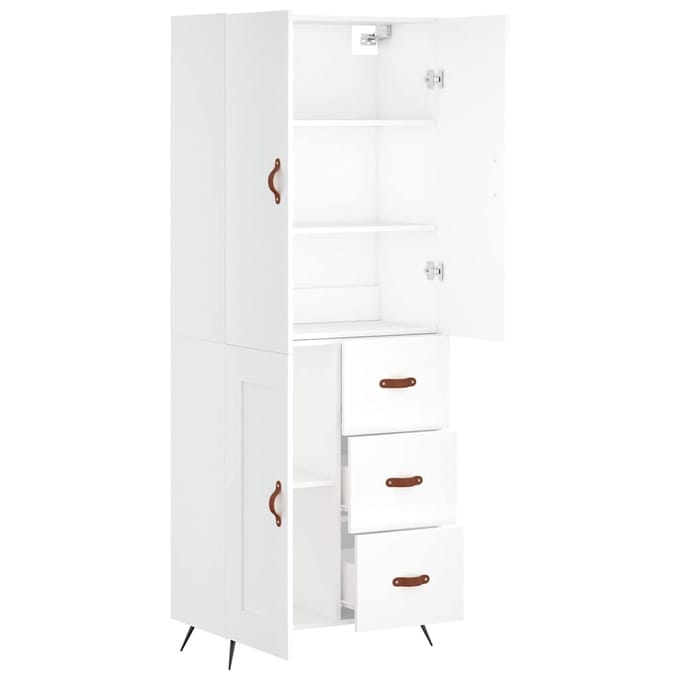 vidaXL - Hoge - kast - 69,5x34x180 - cm - bewerkt - hout - wit