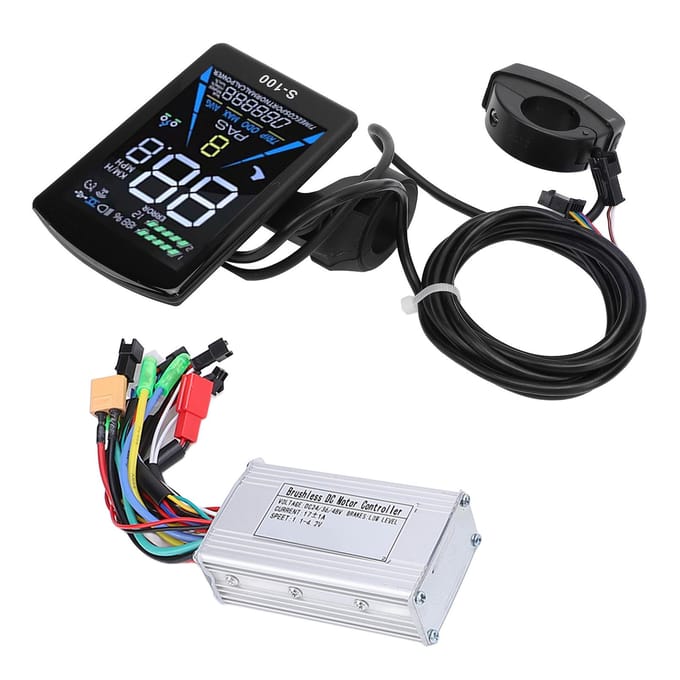 Kit de modification de vélo électrique, contrôleur à onde sinusoïdale 3 modes 17A, écran LCD couleur pour vélo de montagne black