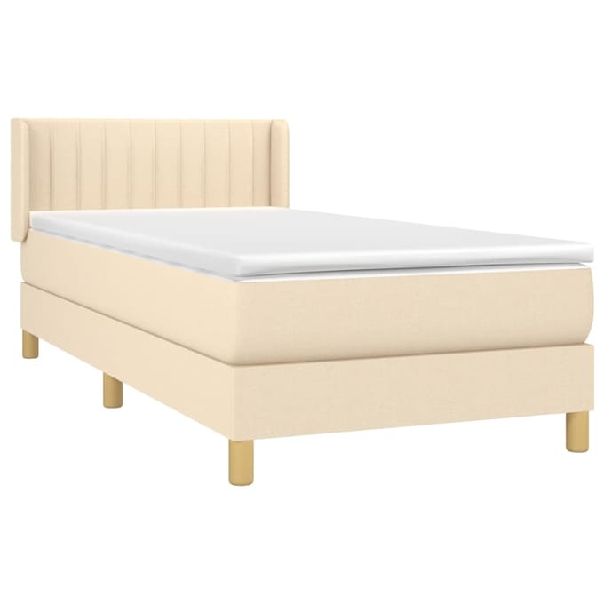 vidaXL - Boxspring - met - matras - stof - crèmekleurig - 80x200 - cm