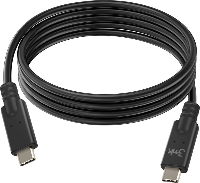 3mk - Hyperkabel - USB-C / USB-C 100W 4K 60Hz 1m - Zwart