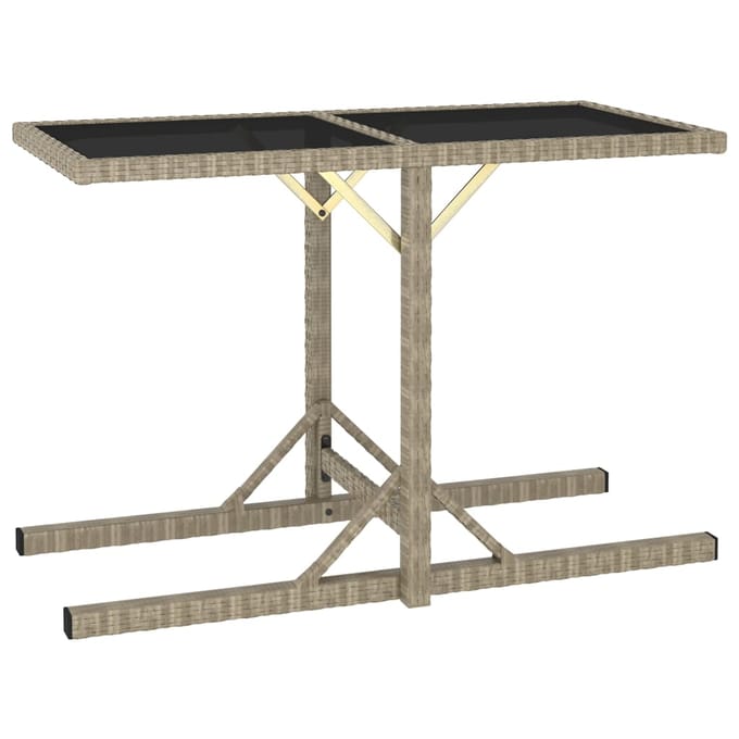 vidaXL - Tuintafel - 110x53x72 - cm - glas - en - poly - rattan - beige