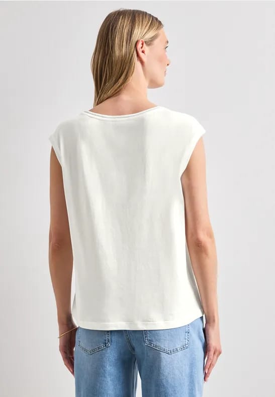 Shirt met ronde hals en geribde details