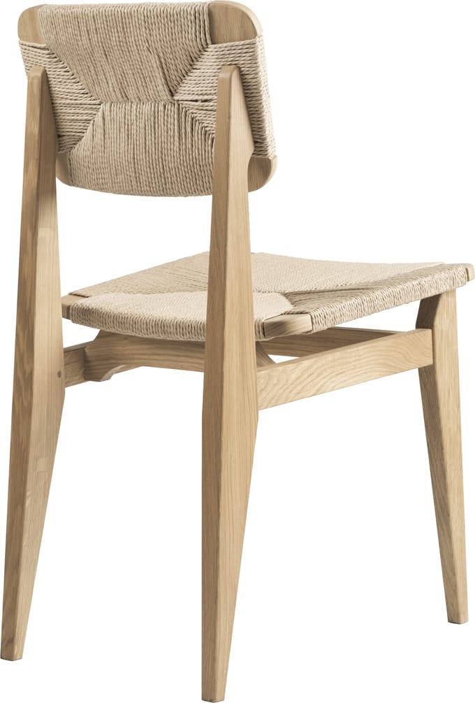 Gubi C-Dining binnenstoel - eiken geolied - Papiervlechtwerk
