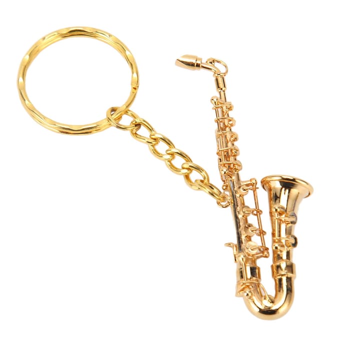 Leuke Saxofoon Hanger Sleutelhanger Draagbaar Grappig Messing Miniatuur Saxofoon Muziekinstrument Sleutel beige