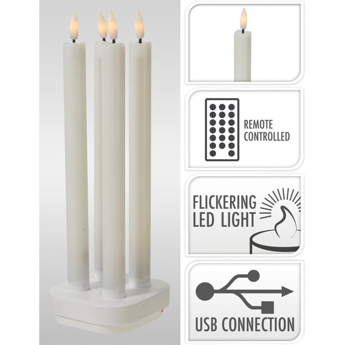 Oplaadbare dinerkaarsen set 4