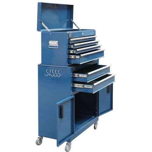 HBM gereedschapswagen inclusief opzetkast, blauw, model 2