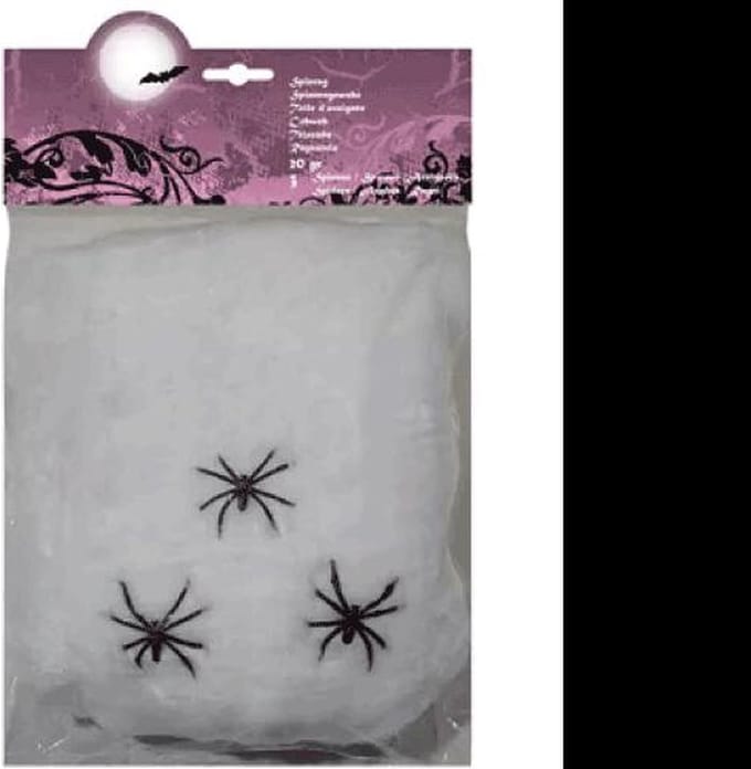 6 spinrag wit 20 gr. met 3 spinnen 74415