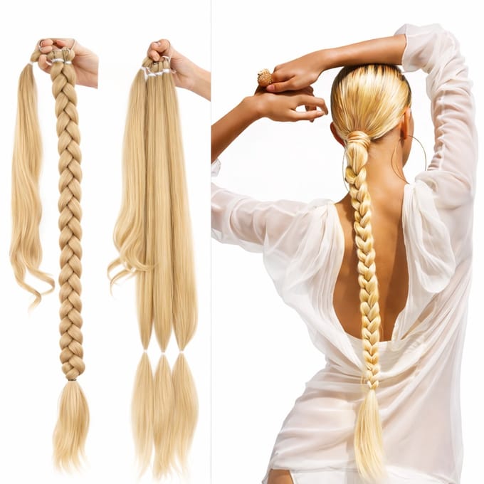 SassyGoods Blonde Ponytail Hair Vlecht Extensions - Haarverlenging - Haarstuk - Braid Extensions - Blond - 80 cm