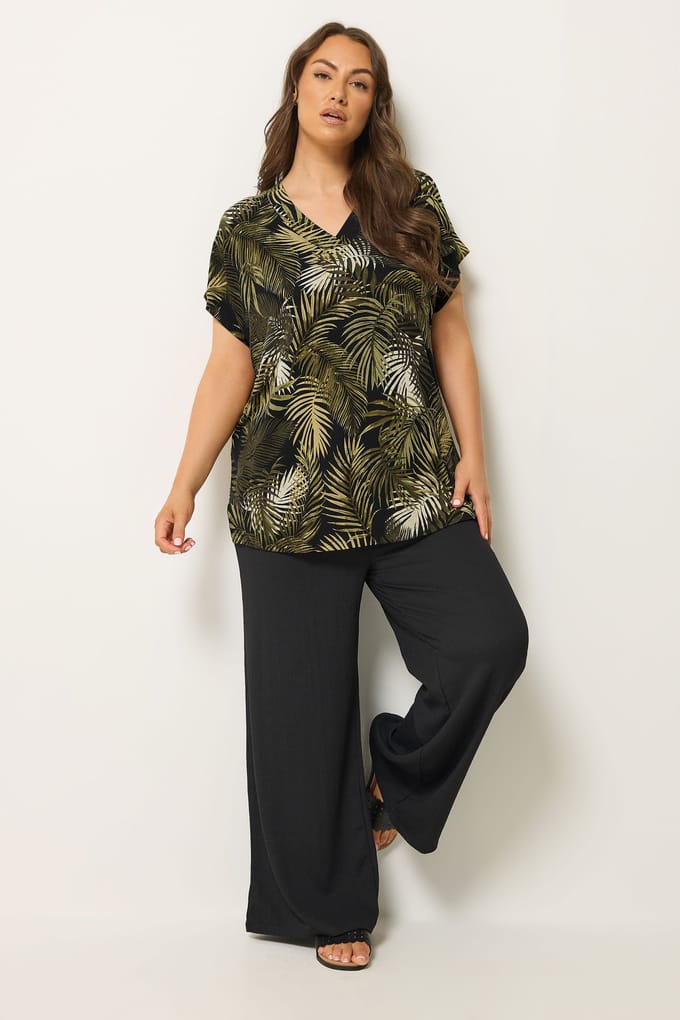 Yours Groene Tropische Tshirt Met Aangeknipte Mouwen Size 66-68