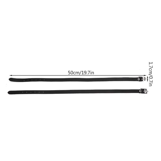 1 Paire Rallonger Pour Sangles d'Éperons Cuirs avec Boucle en Acier Inoxydable Accessoires Outil Cheval 50cm black