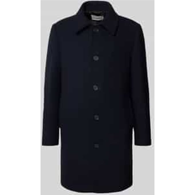 Regular fit lange wollen jas met platte kraag, model 'ARCHIVE'