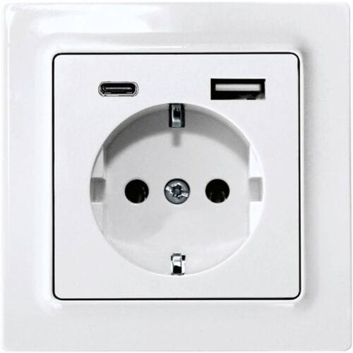 Eltako DSS55E+USBA+C-pg Stopcontact Inbouw (in muur), Schroefbevestiging