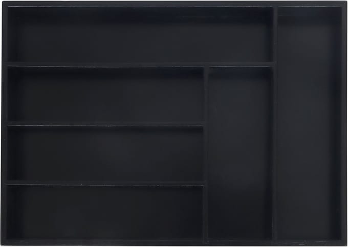Bestekbak - bamboe - 6 vakken - 5x35,5x25,5 cm - zwart
