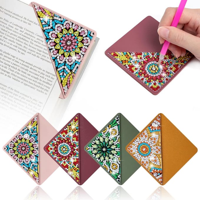 4 Stuks Luxe Diamant Schilderij Bladwijzers - Mandala Ontwerp - Knutselset