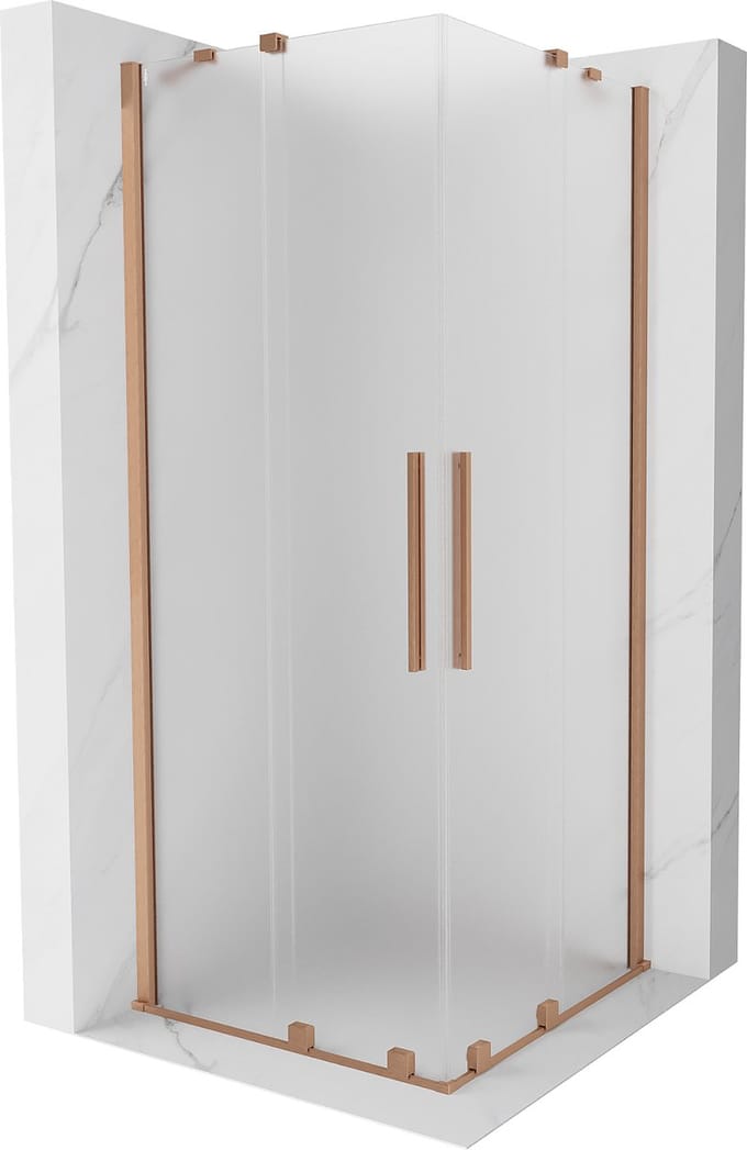 Mexen Velar Duo schuifdouchecabine 100 x 100 , matglas, geborsteld koper - 871-100-100-32-65