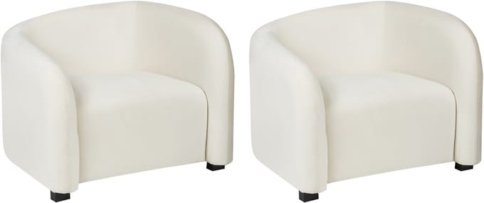 VELTADA - Fauteuil set van 2 - Off-white - Fluweel