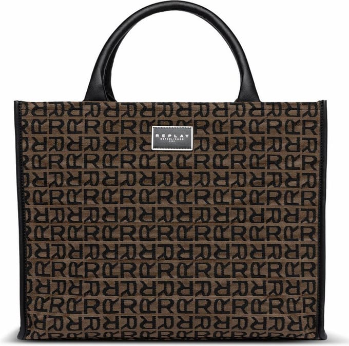 REPLAY Schoudertas Shopper Logo Bruine