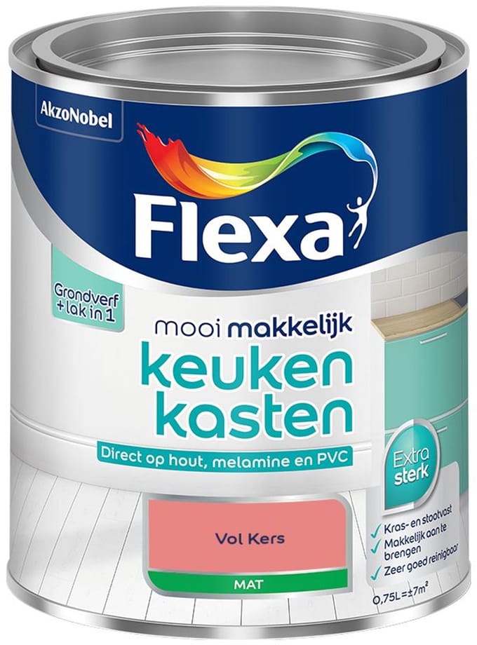 Flexa - Mooi Makkelijk Keukenkasten Mat - Vol Kers - Mengverf - 750 Ml